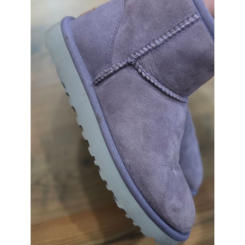 UGG Classic Mini II Purple Sage Suede Shearling Ankle Boots 6 Cozy Soft - Picture 8 of 9
